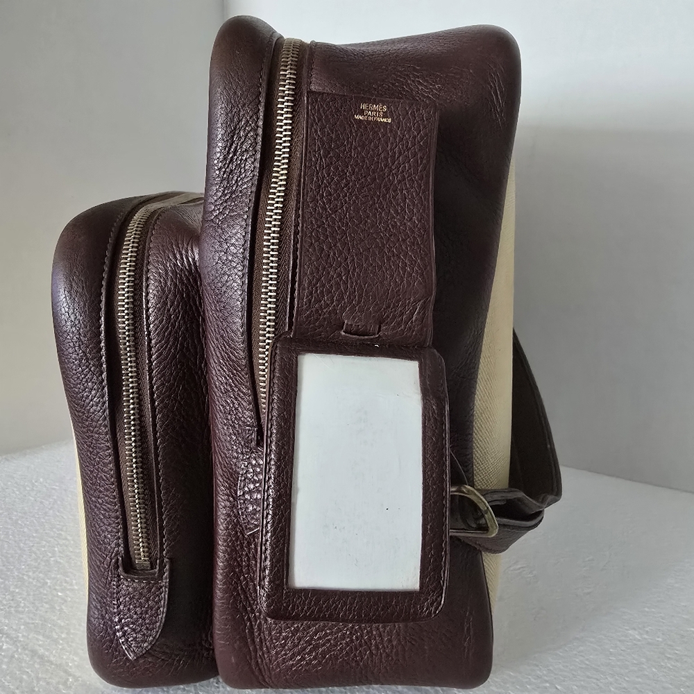 Hermès Helena Messenger Bag in Tobacco Leather and Toile Canvas Authentic - Picture 6 of 16
